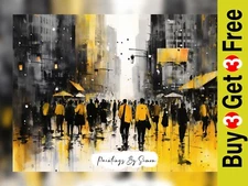 Abstract Urban Cityscape, Modern Painting Print 5"x7" on Matte Paper