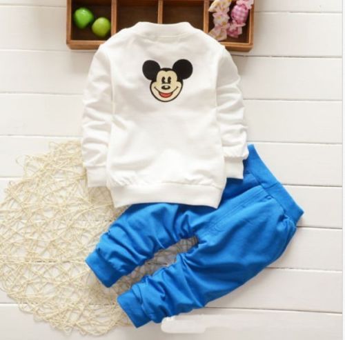 2tlg Kleinkind Baby Jungen Outfits Mickey Mantel Oberteile + Hose Kinder Freizeitkleidung Set - Bild 5 von 7
