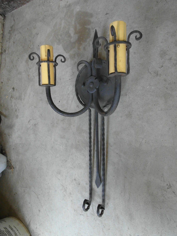 ALTA LINTERNA LÁMPARA APLIQUE PARED RENACIMIENTO ESPAÑOL HIERRO FORJADO ESTILO AÑOS 20 PERSONALIZADO  Foto 3 de 4