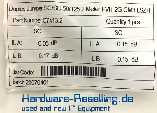 Puente dúplex HWR SC/SC 50/125 2 metros I-VH 2G OM3 LSZH O7413.2 NUEVO - Imagen 6 de 6