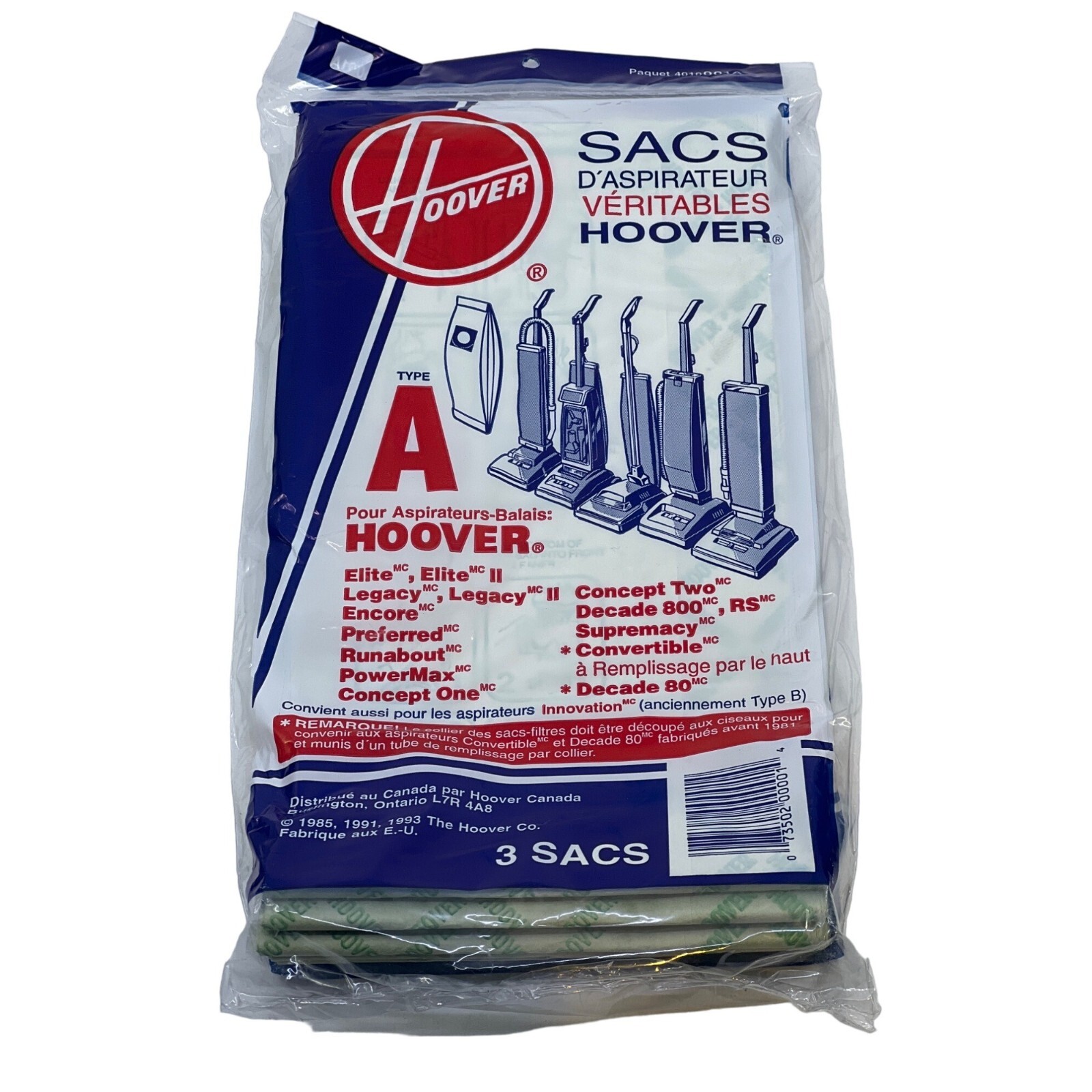 Genuine Hoover Type A Filter Vacuum Bags Fits Upright Cleaners New eBay