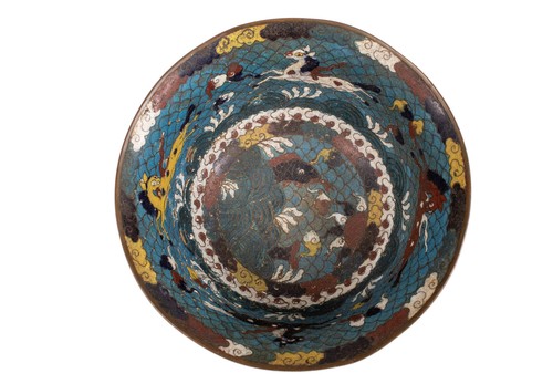 Eine große, antike Cloisonné Emaille - Schale im Ming-Stil, China, 19. Jh. Qing - Bild 6 von 13