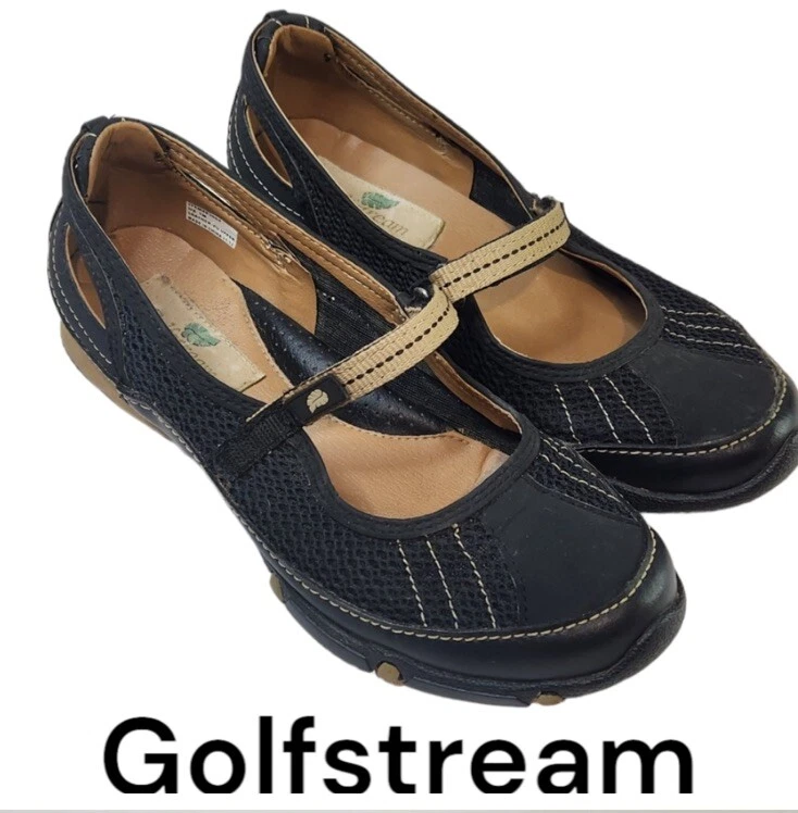 Tênis de golfe feminino GOLFSTREAM de couro com alça sem cravos preto tamanho 7.5 *NOVO US$ 115 - Imagem 4 de 4