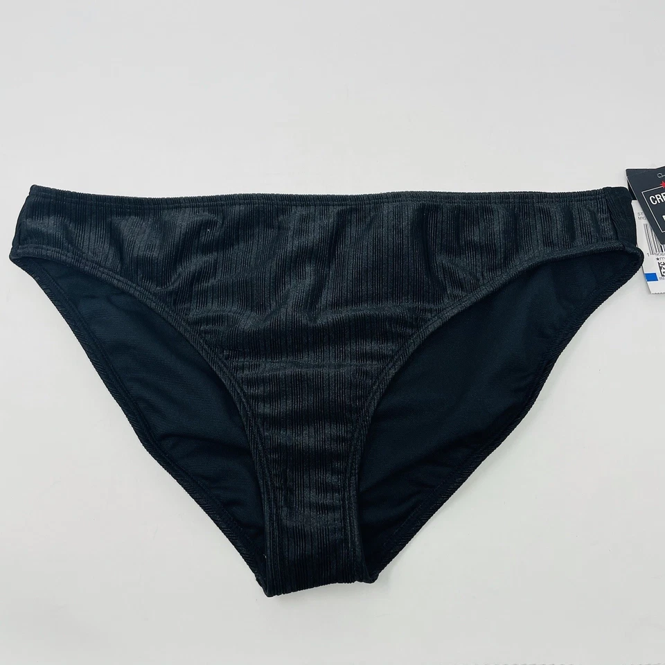 California Waves Juniors Size XL Ribbed Hipster Bikini Swim Bottoms Black 1143 - Image 2 of 4