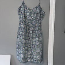 J. Crew Summer dress w/ Spaghetti Straps, lined sz. 4 Blue, Green & Orange 
