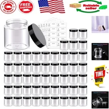 50 Pack 4oz Clear Cosmetic Jars with Black Lids—Durable Travel Storage Solution