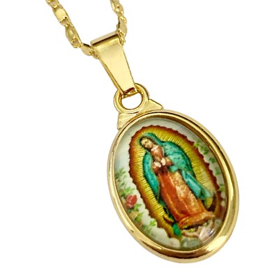 Virgin Mary Our Lady of Guadalupe Gold Necklace 20