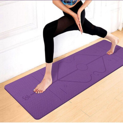 Premium 6 mm TPE Yogamatte rutschfest, Positionslinie, Bewegung & Fitness Trainingsmatte