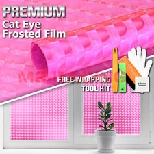 3FTx4FT Pink Cat Eye Frosted Film Glass Home Bathroom Window Security Privacy