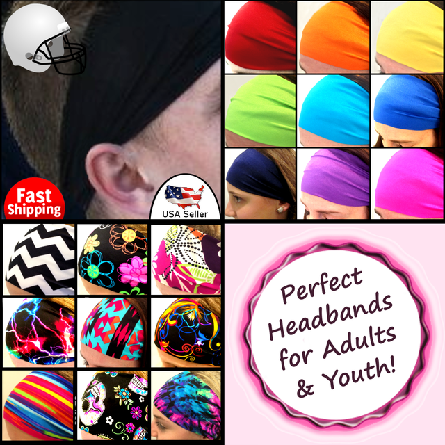 Sports Headband Hair Band Mens Boys Youth Under Helmet Sweatband [Black] eBay