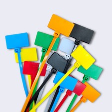 Plastic Marker Cable Tie 100/150/200mm Nylon Tag Zip Wraps Tags Write On Label