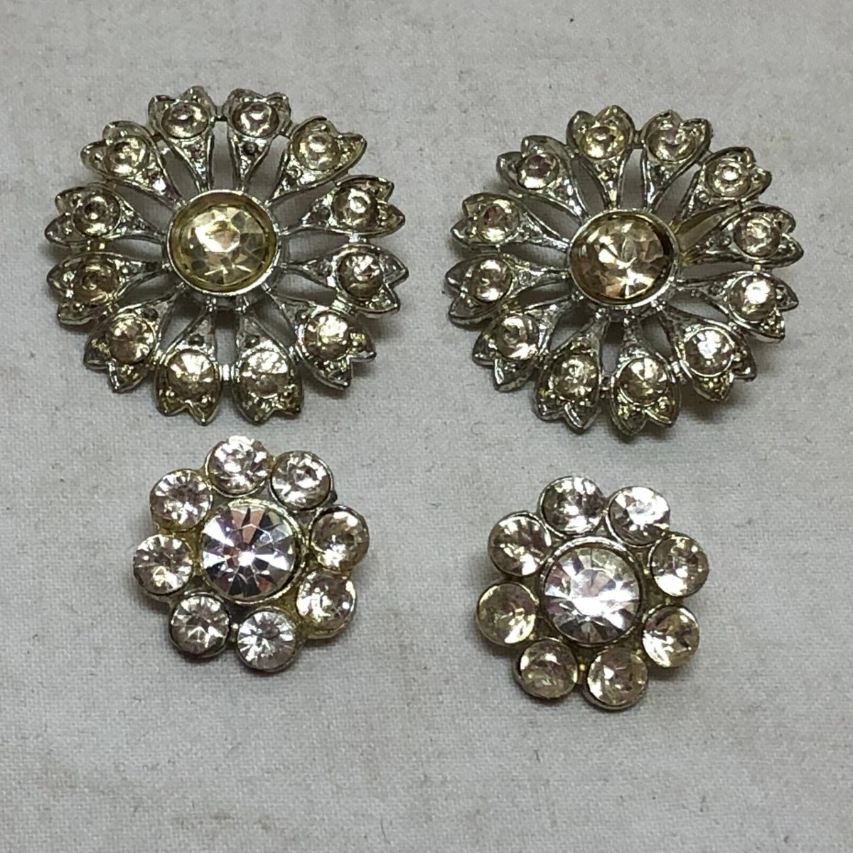 4 Vintage Rhinestone Buttons