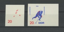 DDR PH 1338 OLYMPIADE 1968 2 PHASENDRUCKE EISHOCKEY ICE HOCKEY Mi 110.- h7052