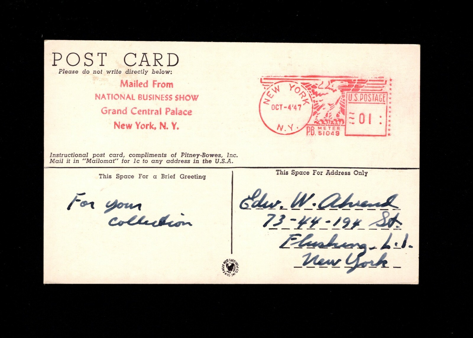 MAILOMAT PitneyBowes Promo Photo Postcard Meter Business Convention NY