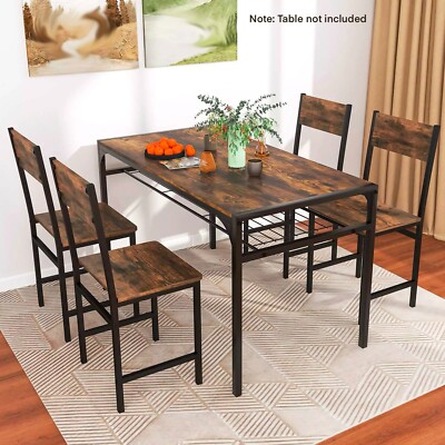 Set of 4 Dining Chairs, Armless Dinner Chairs w/Metal Legs, Slanted Back