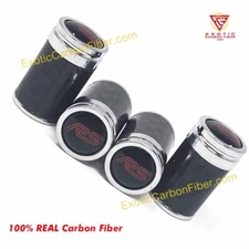 Audi RS Red Text on Black Carbon Fiber Tire Valve Caps- Perfect Gift!