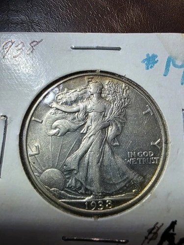 1938 walking liberty half dollar au