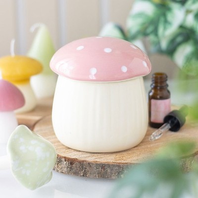 Rosa Pilz Ölbrenner Wachsschmelze Keramik Aromatherapie Raumduft