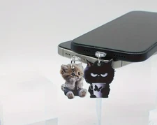 Cute Cat Acrylic Phone Dust Plug - Cartoon Kitten Design, Anti-Dust Cap Cables