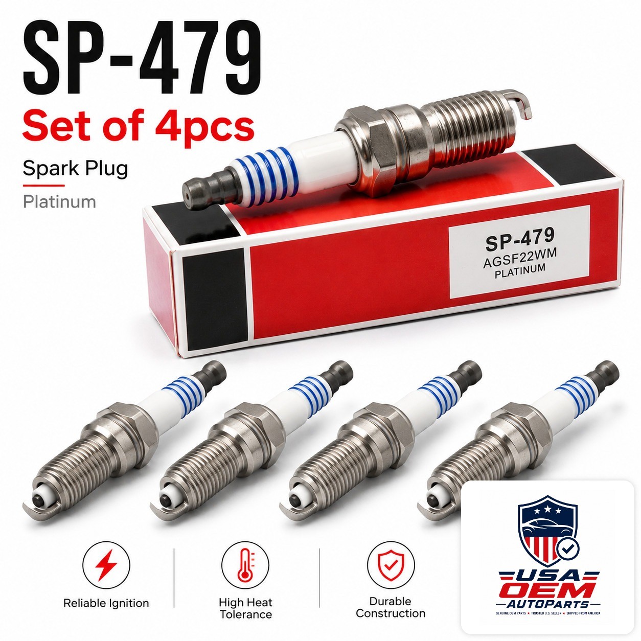 NEW Set of 4 Genuine OEM SP479 Motorcraft Spark Plug Ford AGSF22WMX