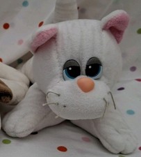 Vintage Plush Pound Purries White Cat With Light Gray Stripes