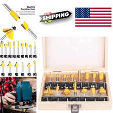 Tungsten Carbide 15 Piece Router Bit Set 1/4 Inch Shank for Precision Cuts