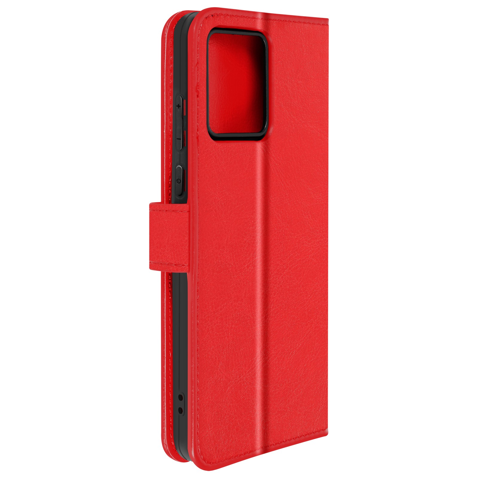 Coque Moto G84 clapet rouge avec support de visionnage et fente pour carte