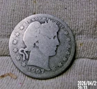 1907 P SILVER BARBER QUARTER