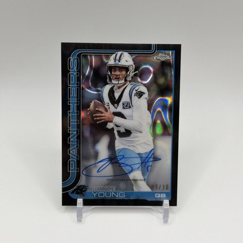 Bryce Young On Card Auto Jersey Match 9/10 Black Lava 2025 Topps Chrome Football