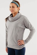 Lululemon rest day women  s gray cowl neck zip pocket pullover sweatshirt Sz 4