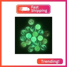 20Pcs 35mm Glow in the Dark Glass Moon Lunar Round Dome Glass Cabochons Flatback