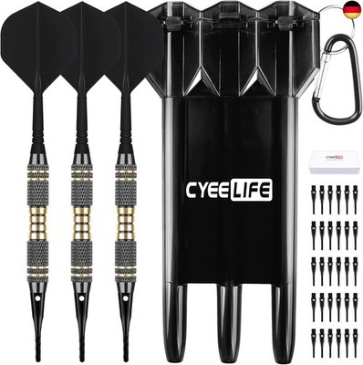  CyeeLife Dartpfeile mit Kunststoffspitze, Dart Pfeile Set, 3 Stück Dartpfeile  
