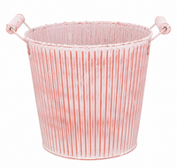 Metall ÜBertopf Im Vintage-Look Mit Griffen – Wasserdicht, Ø 16 × H 15 Cm, Rosa