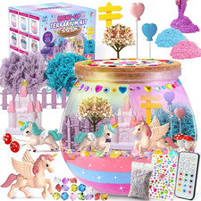 Unicorn Terrarium Crafts Kit for Kids: LED Night Light-Up DIY Toys with Remote  