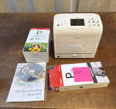 Canon SELPHY ES2 Portable Dye-Sub Photo Printer White PictBridge w/ Paper Pack
