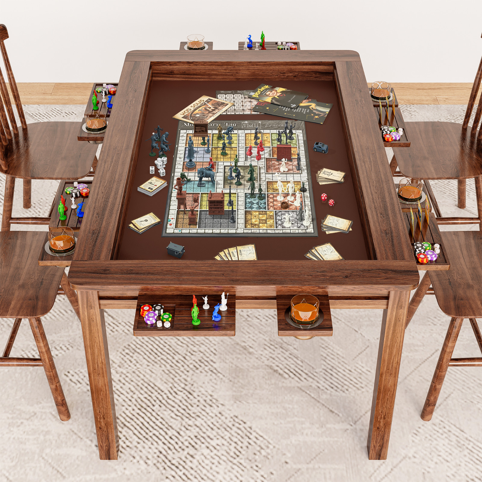 Table With Removable Table Top,  6 Cup Holders & Trays