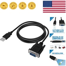 USB 2.0 6ft to Serial Adapter Cable 9-Pin DB-9 RS-232 - Tangle-Free Convenience