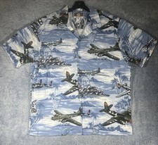 Kalaheo VINTAGE Aloha Shirt Men's XL Hawaiian Military WW2 Bomber Planes USA EUC