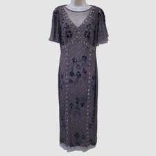 Adrianna Papell Women Purple Embellished Round-Neck Sheath Dress Petite Size 4P