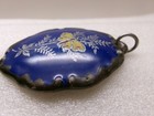 Bavaria Porcelain Pendant Yellow Butterfly Handgemalt Colbalt Blue Silver Fern — photo 6
