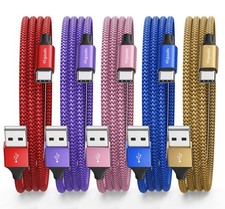 USB to USB C Cable 2ft - 5-Pack Fast Charging USB A to USB C Cables, Durable Dat