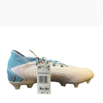 adidas Predator Accuracy.3 FG Soccer Cleats White Blue M 9.5  W 10.5 FZ6281 New