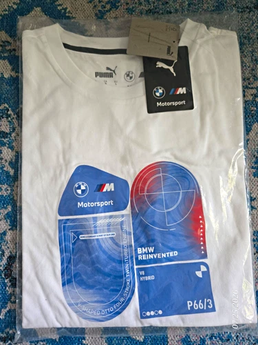 PUMA BMW Motorsport Graphic Crew Neck Cotton Tee White Men’s Size L New