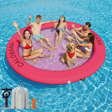 8ft Round Inflatable Dock, Heavy Duty Water Hammock Floating Ring Island Plat...