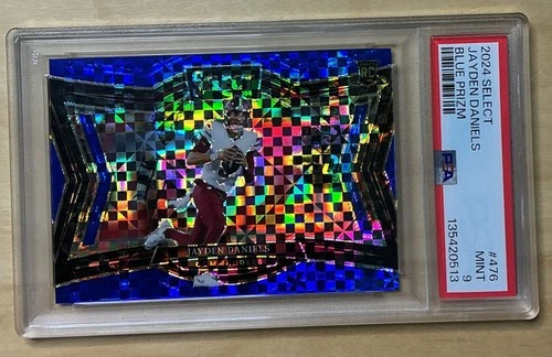 🔥2024 Panini Select Jayden Daniels RC #476 Field Level Blue Prizm SP /75 PSA 9