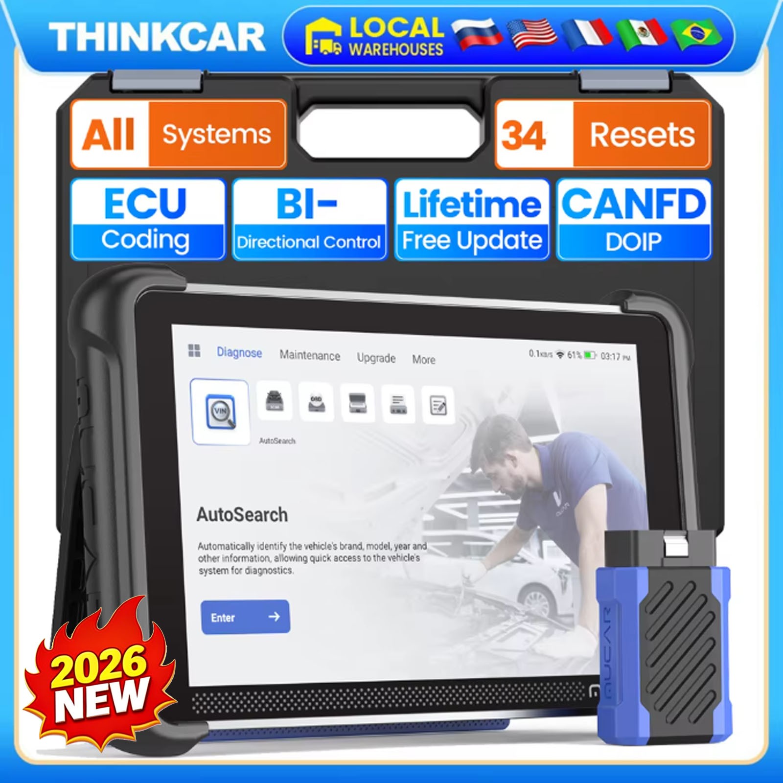 MUCAR 892BT Bidirectional Scanner AI-Assist Diagnostic Tool Key IMMO CANFD &DOIP