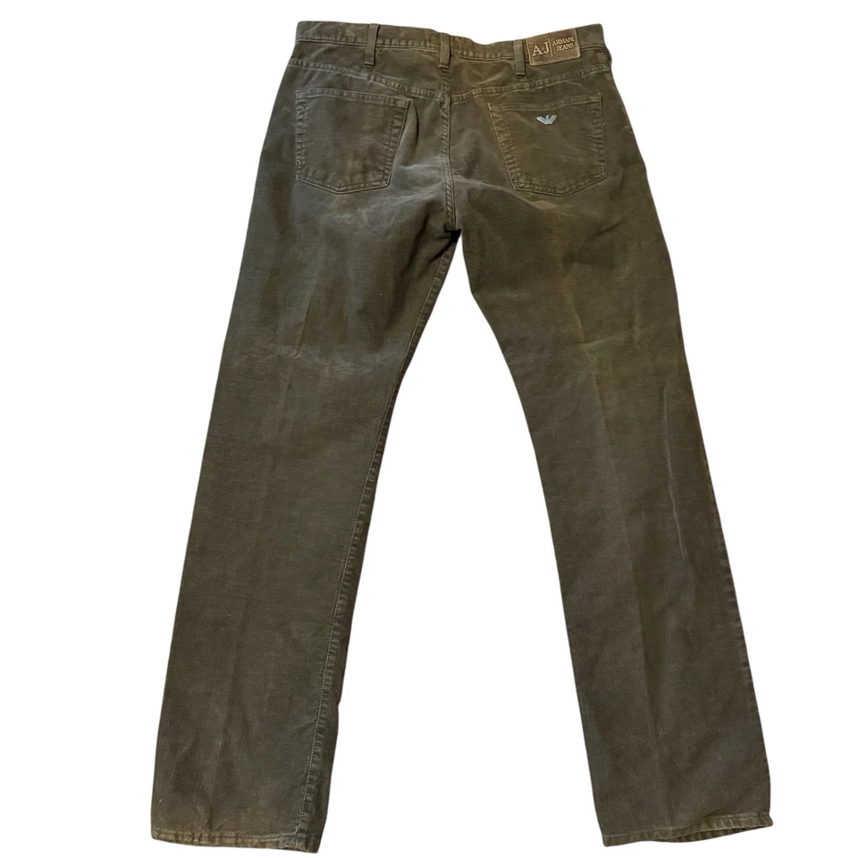 Vintage Armani Jeans Men's Simin T Corduroy Straight Leg Jeans Green Sz 36x32 - Image 3 of 4