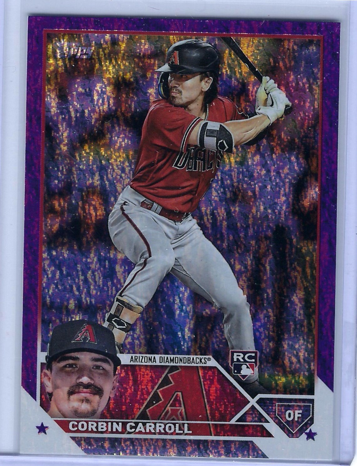 2023 Topps Corbin Carroll Rookie #'d /799 Purple Foilboard #401 Rookie Parallel