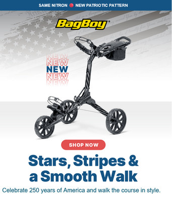 New LTD Bag Boy Nitron auto-Open Push Cart Gray/Black USA + Umbrella Holder