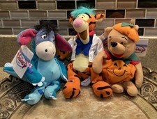 Vintage Disney Winnie the Pooh Tigger  Eeyore Bean Bag Plush Costume Set NWT